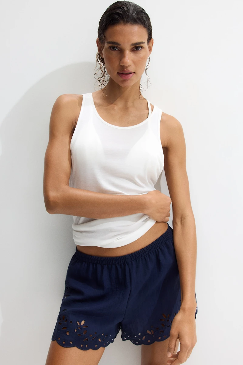 Shorts with Eyelet Embroidery