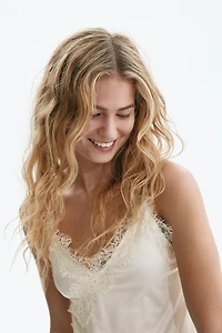 Lace-Trimmed Jersey Slip Dress