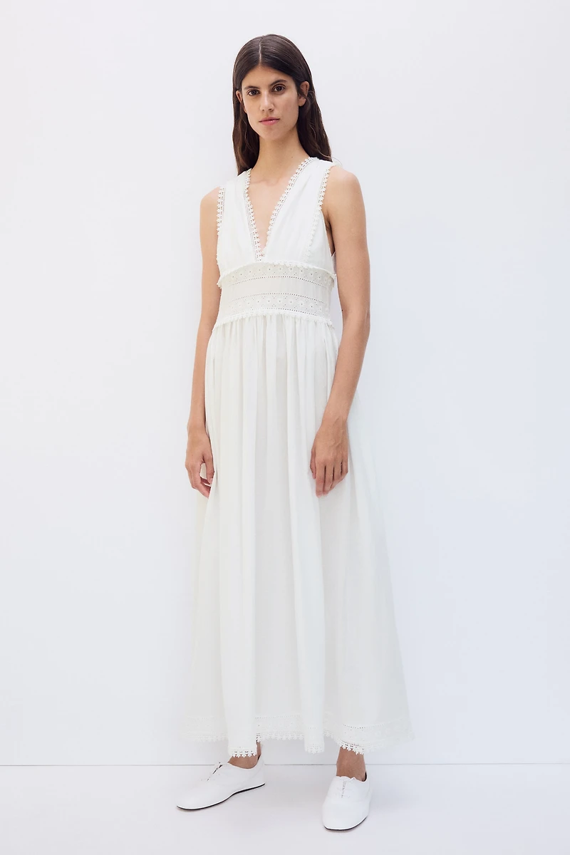 Robe d'allaitement MAMA en coton avec dentelle
