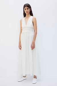Robe d'allaitement MAMA en coton avec dentelle