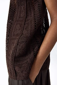 Silk-Blend Crochet-Look Top