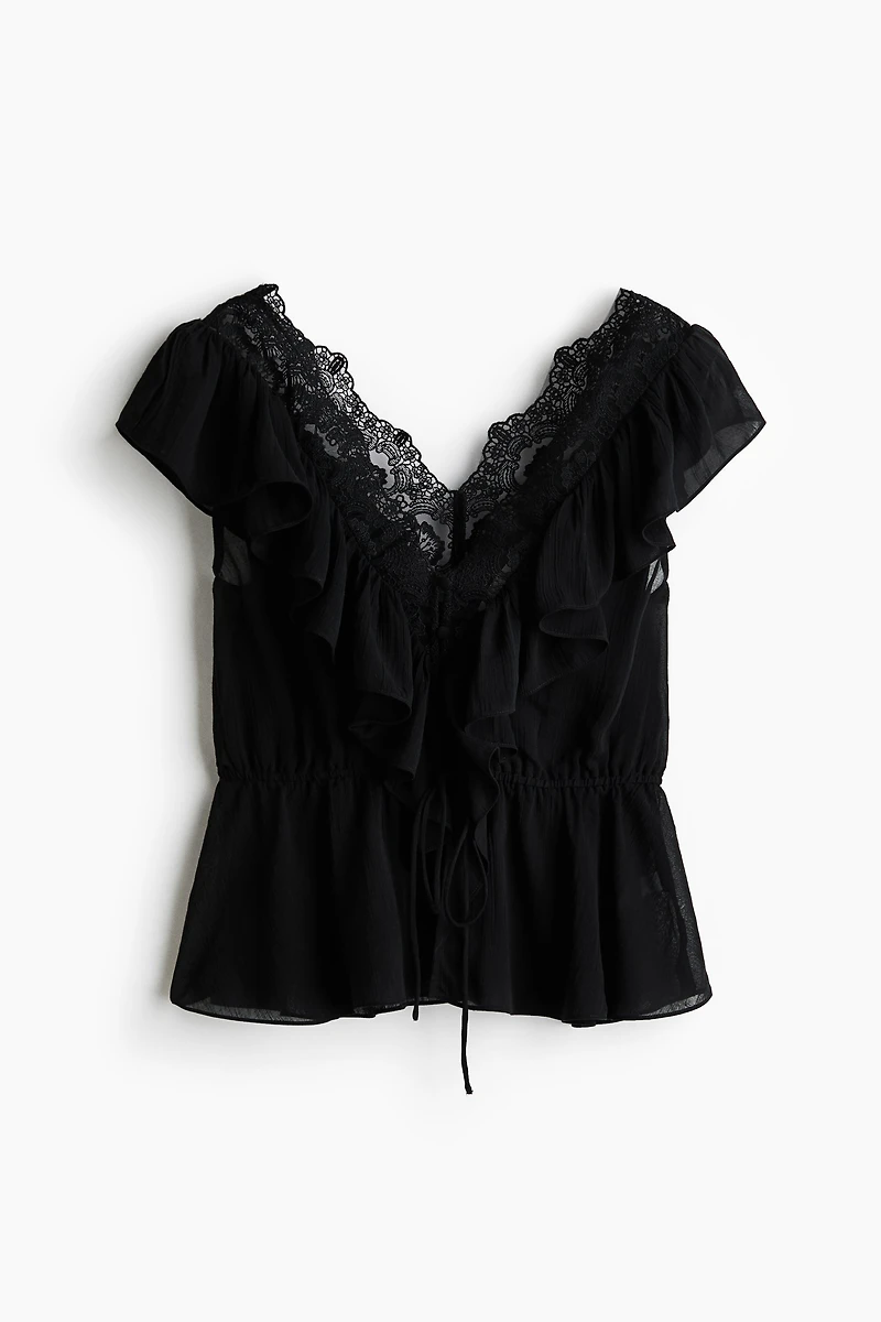 Flounce-Trimmed Lyocell Top