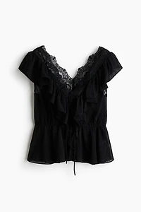 Flounce-Trimmed Lyocell Top
