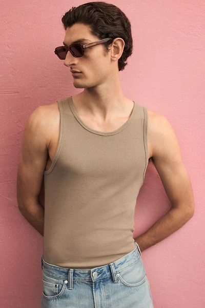 Slim-Fit Ribbed Tank Top