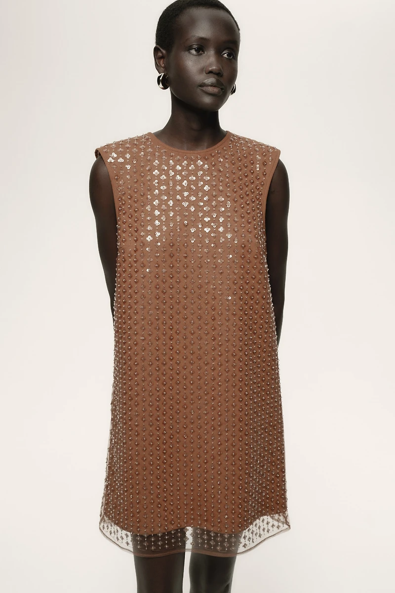 Sequined Mesh Dress