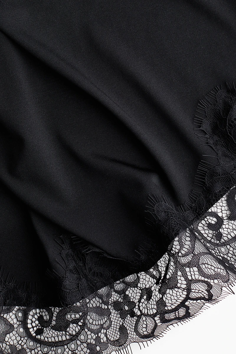 Asymmetric Lace-Trimmed Skirt