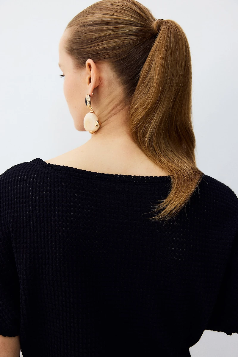 Batwing-Sleeved Jersey Top