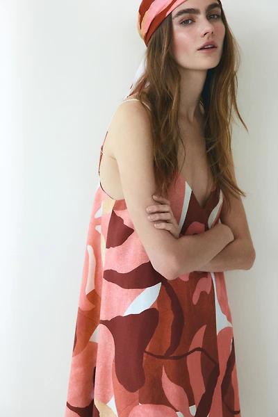 Linen-Blend Mini Dress