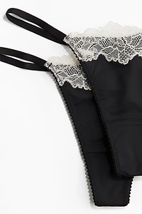 2-Pack Microfiber and Lace Thong Briefs