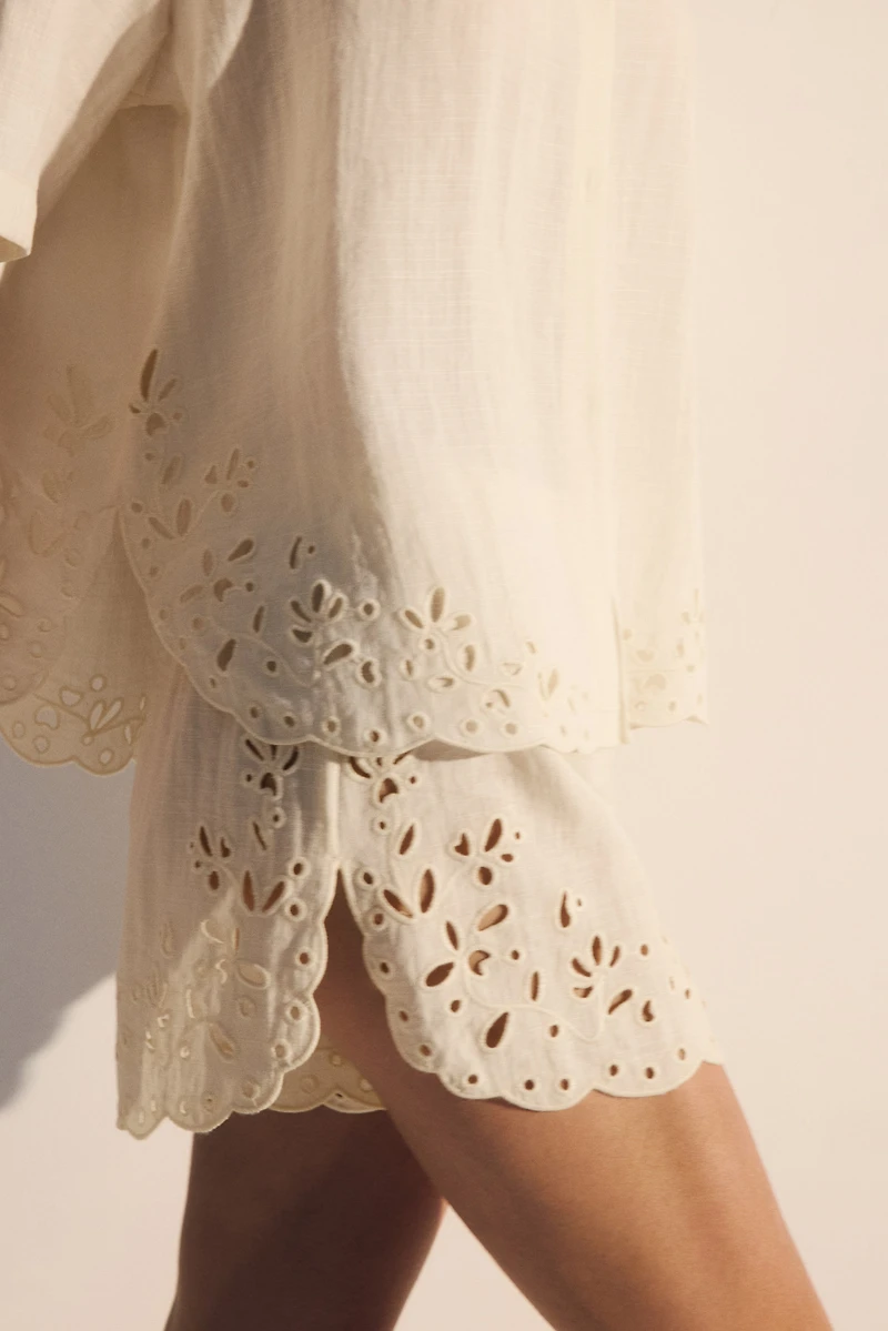 Beach Shirt with Eyelet Embroidery