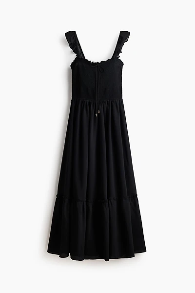 Ruffle-Trimmed Smocked-Bodice Dress