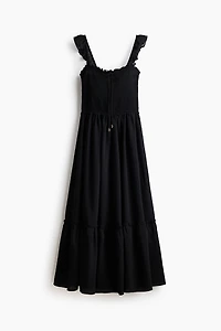 Ruffle-Trimmed Smocked-Bodice Dress