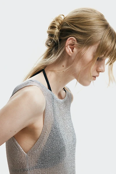 Shimmery Rib-Knit Dress