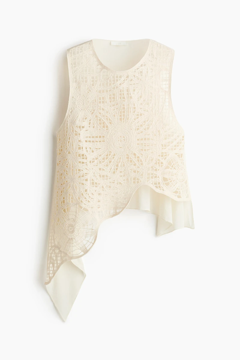 Asymmetric Crochet-Look Top
