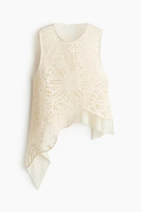 Asymmetric Crochet-Look Top