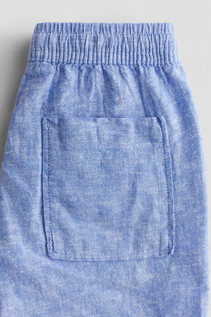 Linen-Blend Drawstring Shorts