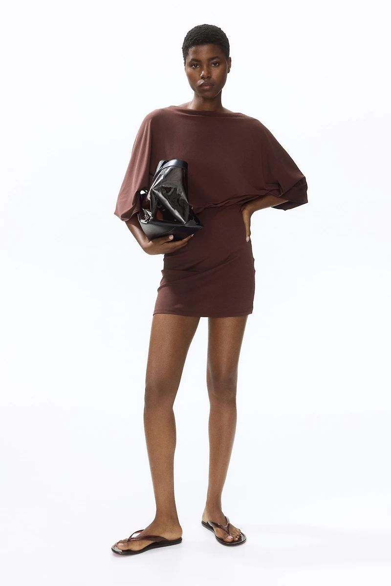 Cape-Sleeved Low-Back Dress