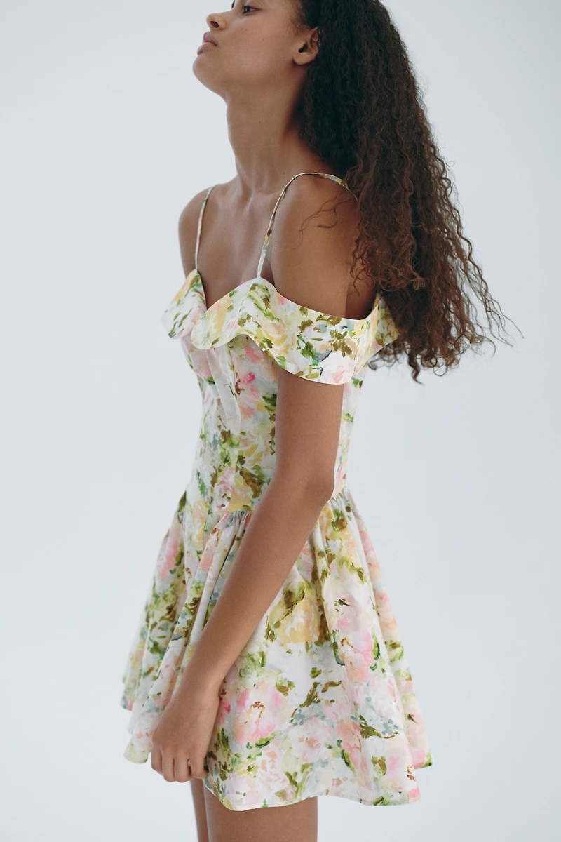 Robe avec épaules dénudées en popeline