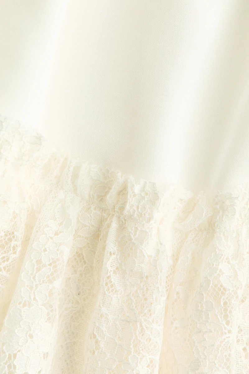 Lace-Trimmed Satin Dress