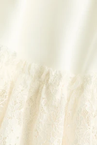 Lace-Trimmed Satin Dress