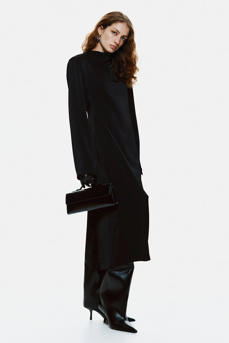 Cowl-Neck Satin Dress