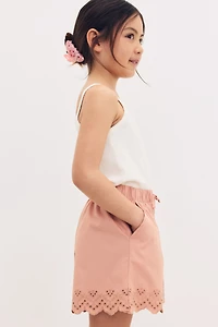 Cotton Shorts with Eyelet Embroidery
