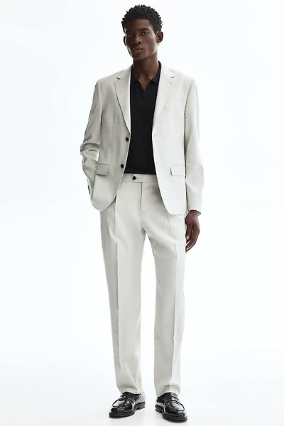 Regular-Fit Linen-Blend Suit Pants