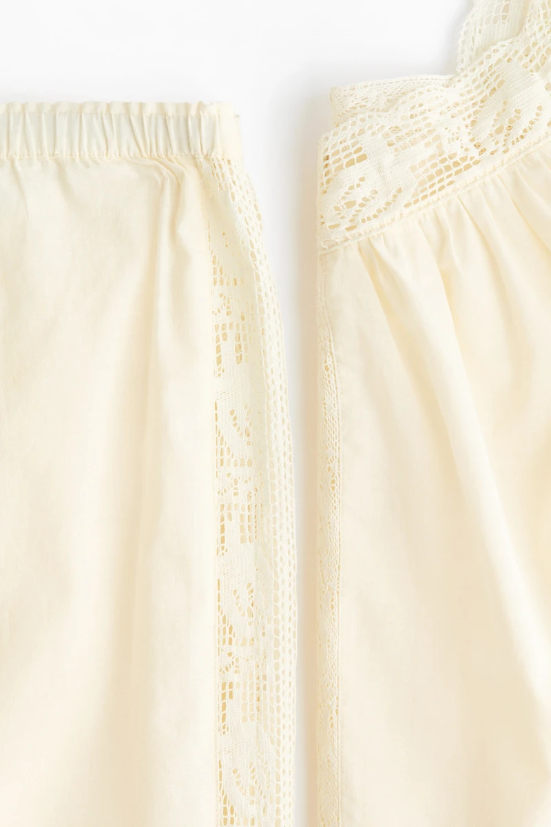 Lace-Trimmed Cotton Pajamas