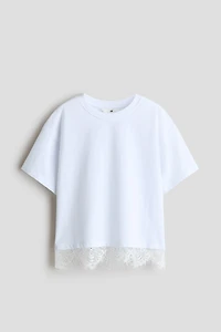 Lace-Trimmed Cotton T-Shirt