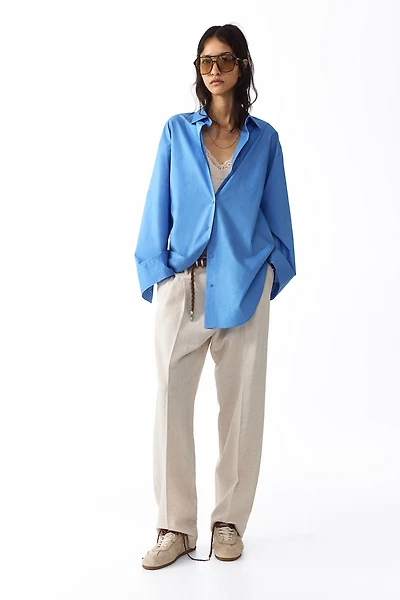 Pantalon effilé en lin mélangé