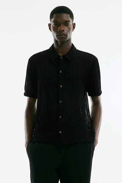 Regular Fit Crochet-Look Shirt