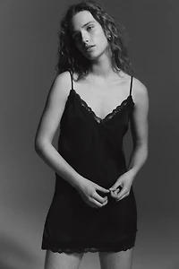 Lace-Trimmed Satin Nightgown