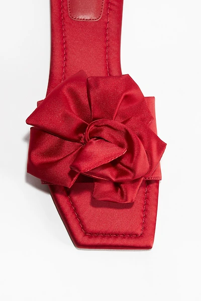 Appliquéd Satin Sandals