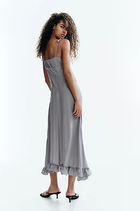 Ruffle-Trimmed Dress with Tie Shoulder Straps