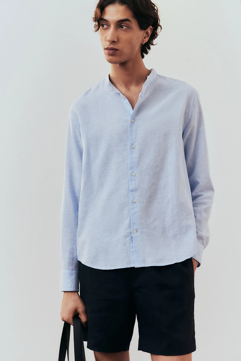 Regular-Fit Linen-Blend Shirt