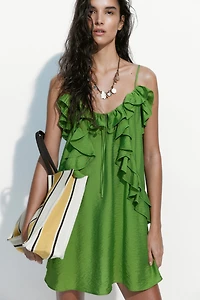 Flounce-Trimmed Strappy Dress