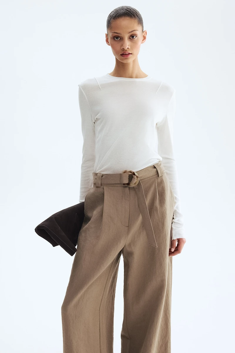 Wide-Leg Pants with Belt