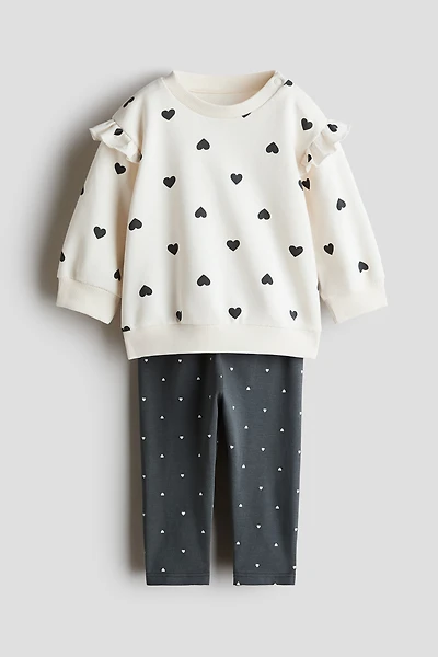 2-Piece Ruffle-Detail Cotton Set