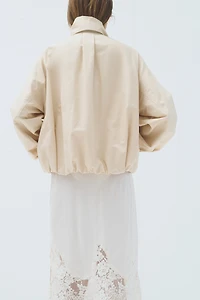 Linen-Blend Jacket with Scarf Collar
