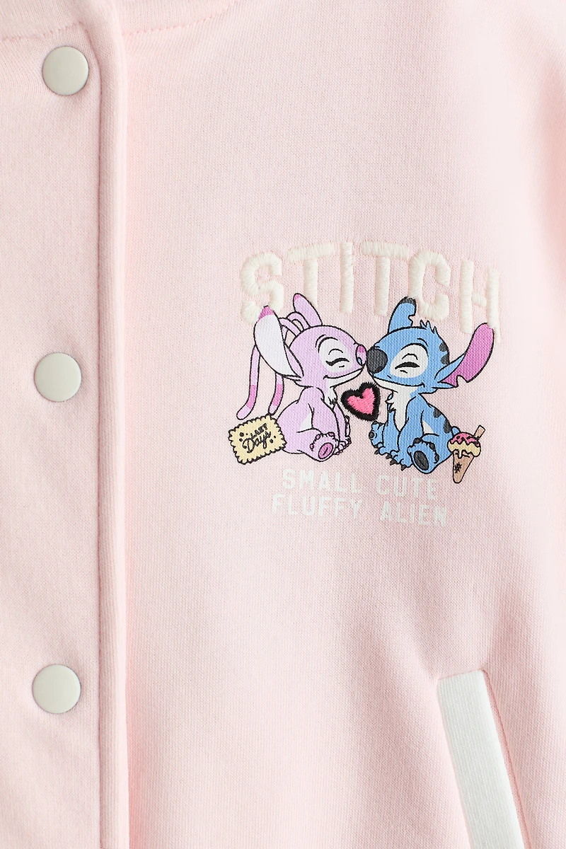 Motif-Detail Sweatshirt Baseball Jacket