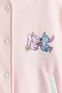 Motif-Detail Sweatshirt Baseball Jacket