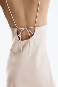 Tie-Detail Satin Slip Dress
