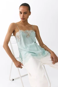Haut en tissu jacquard avec dentelle