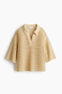 Crochet-Look Pullover Shirt