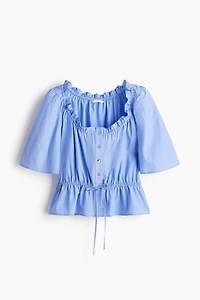 Ruffle-Trimmed Cotton Blouse