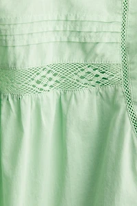 Lace-Inset Peplum Blouse