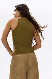 Haut en tricot côtelé avec col cheminée