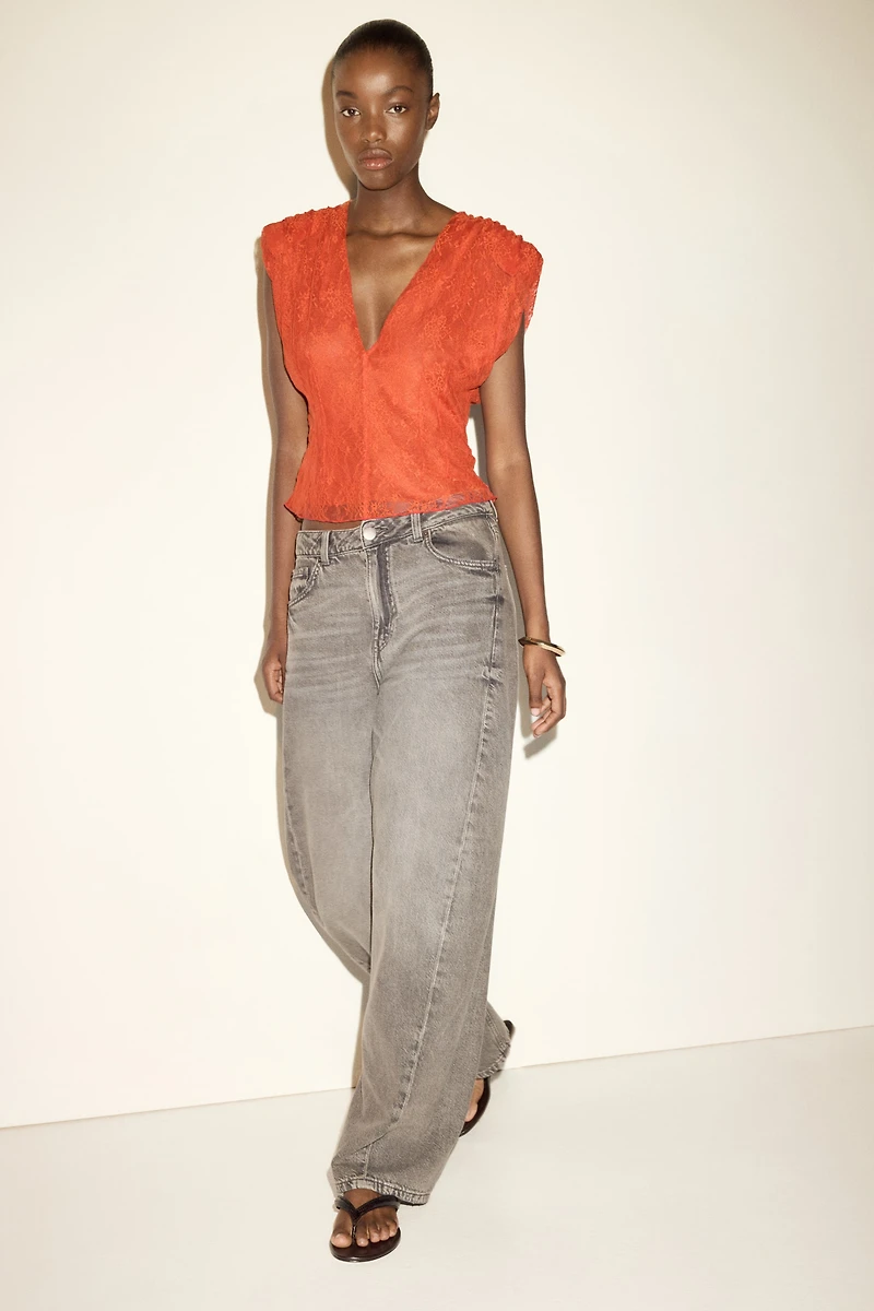 V-Neck Lace Top