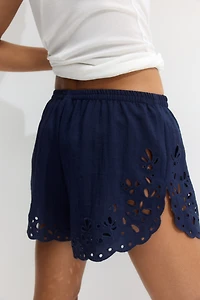 Shorts with Eyelet Embroidery