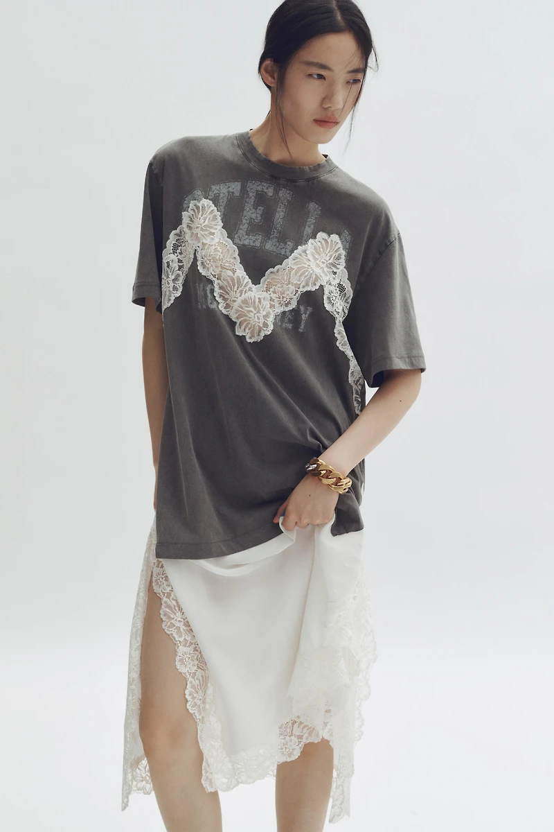 Robe T-shirt avec dentelle
